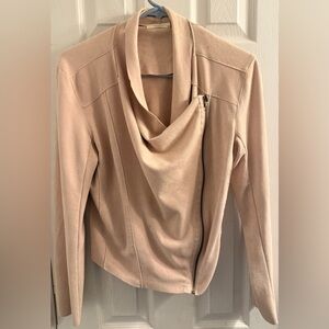 Mod Ref Women's Draped Zip-Front Faux Suede Jacket — Light Pink size S